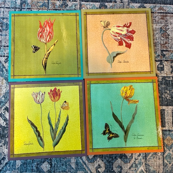 Siecle Paris Les Tulipes Marisa Osorio-Farinha set of 4 wooden placemats - Picture 1 of 7